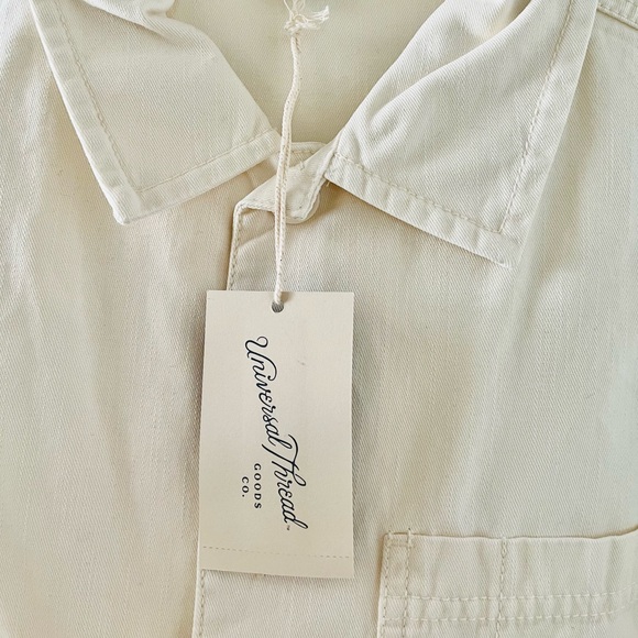Universal Threads Cream Polo Button Up Polo Shirt / Shacket - Picture 3 of 4
